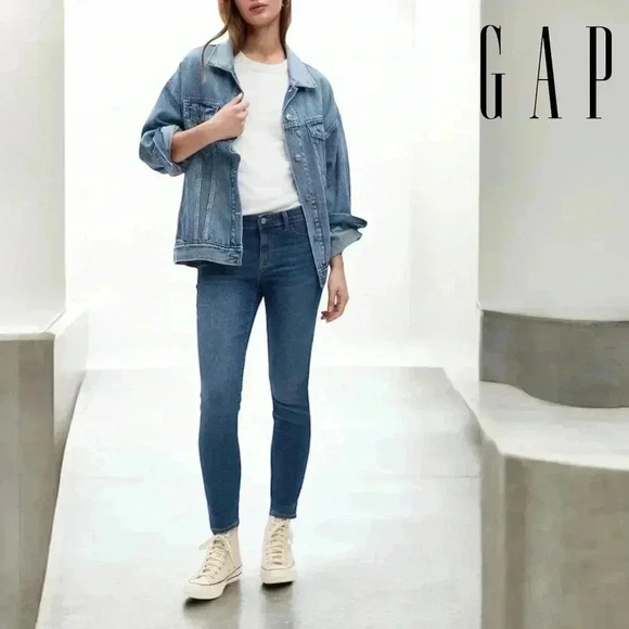NWOT, GAP, Mid Rise Favorite Ankle Jeggings, Size 30, Dark Indigo Blue - Picture 1 of 11